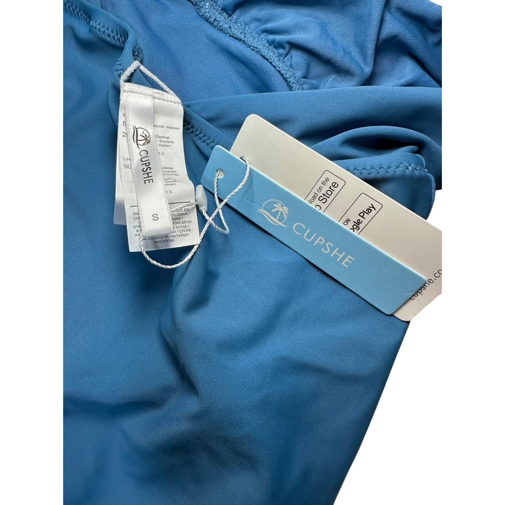 Cupshe Womens Teal Blue Halter V-Neck One Piece Swimsuit Size S New With Tags - Picture 8 of 11